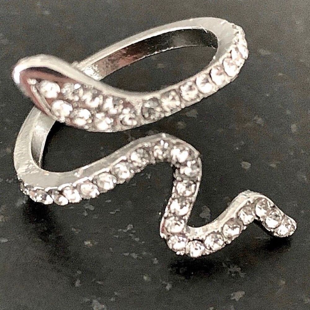 Slither Snake Adjustable Silver Tone Ring